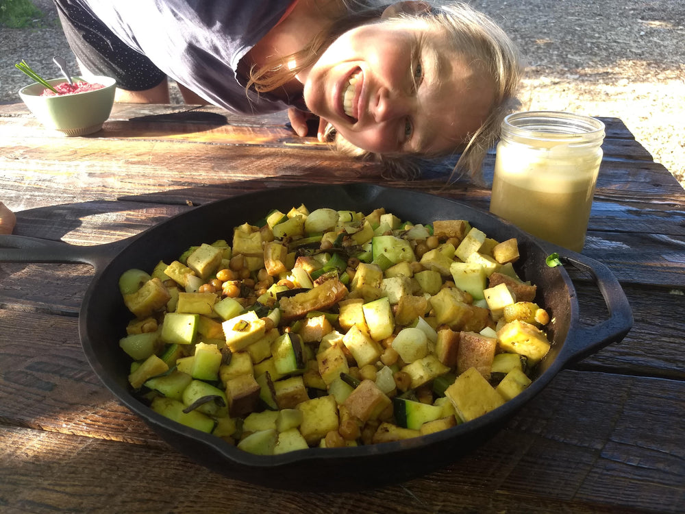 Tofu Chickpea Stir Fry with Tahini Sauce