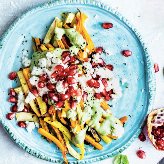 Roasted Root Medley with Lemon Tahini Dressing