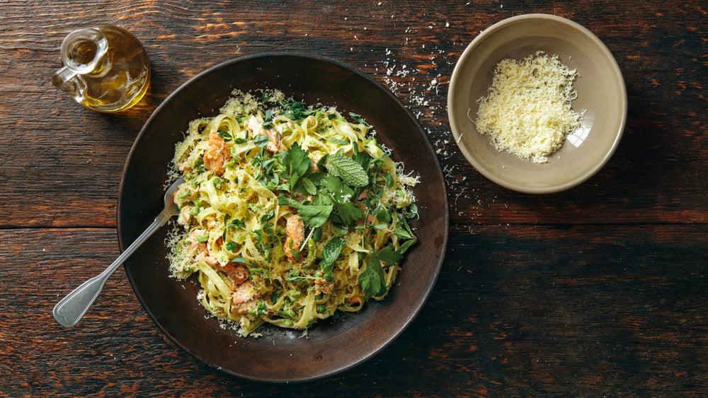 Spring Pasta with Salmon, Peas & Dill