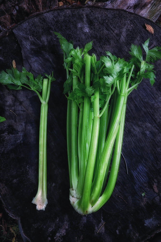 Celery Leaf Salad with Balsamic Roasted Eggplant