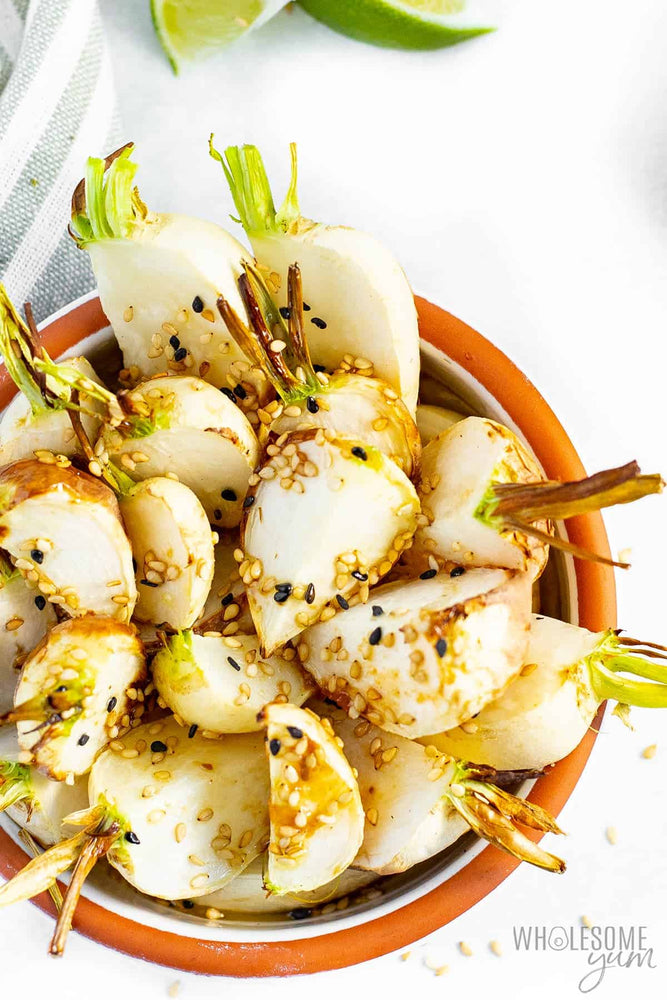 Roasted Sugardrop Turnips with Maple Miso Dressing